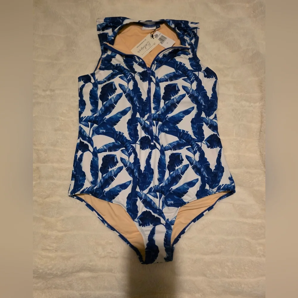 NWT Cabana Life Blue Palms One Piece Swimsuit XLARGE $169 - Picture 3 of 5